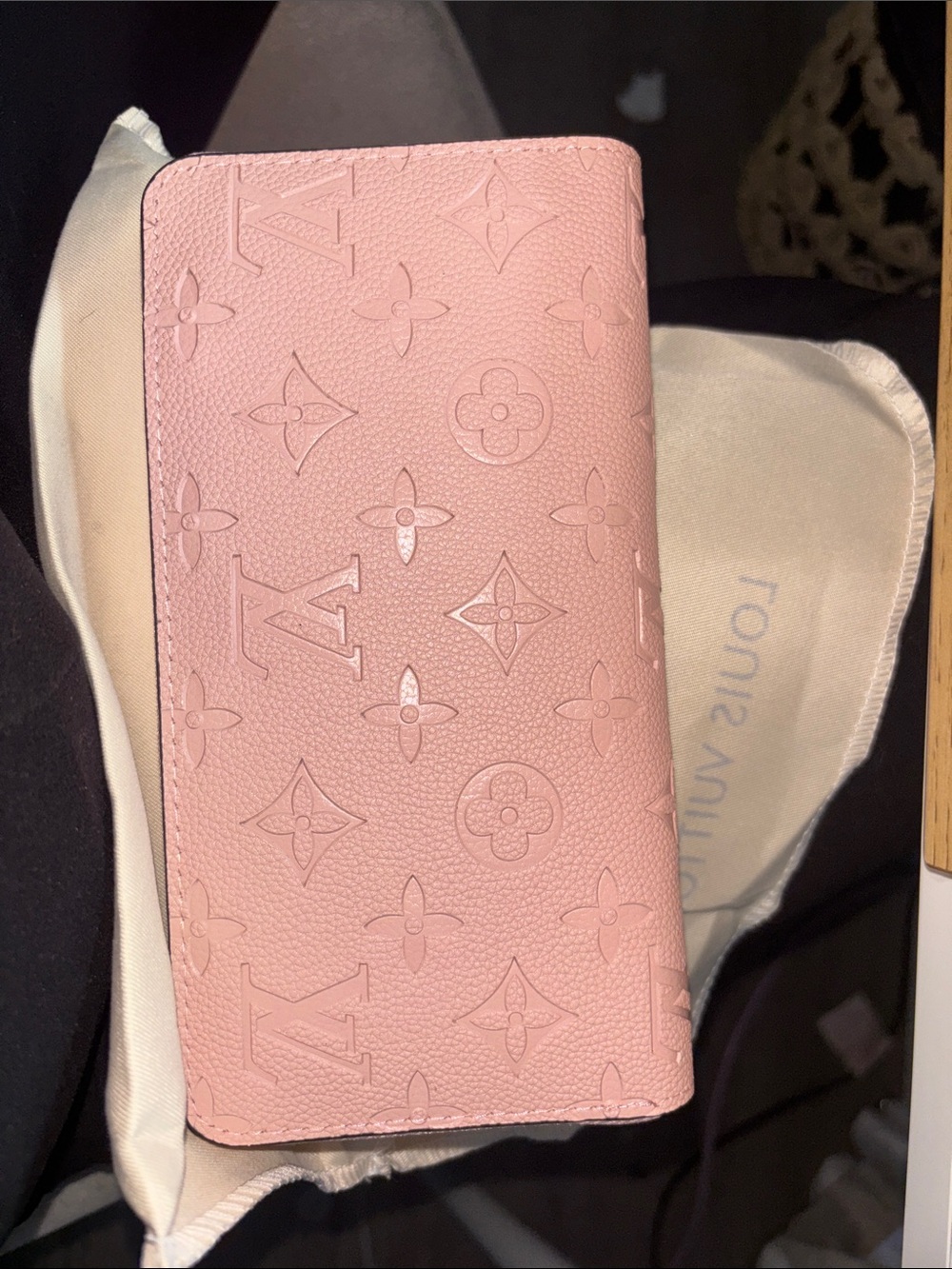 Authentic Louis Vuitton Pink Embossed Monogram Long Wallet - Picture 11 of 12